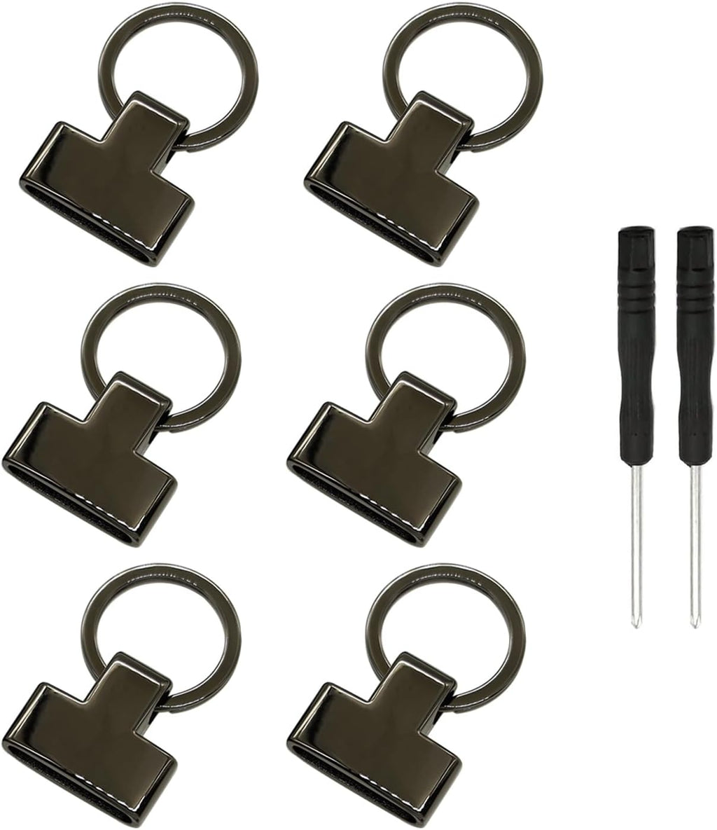 6 Pcs Key Fob Hardware Keychain Wristlet Clasp with Key Ring Strap End Fasteners for Keychain Strap DIY Crafts (Black)