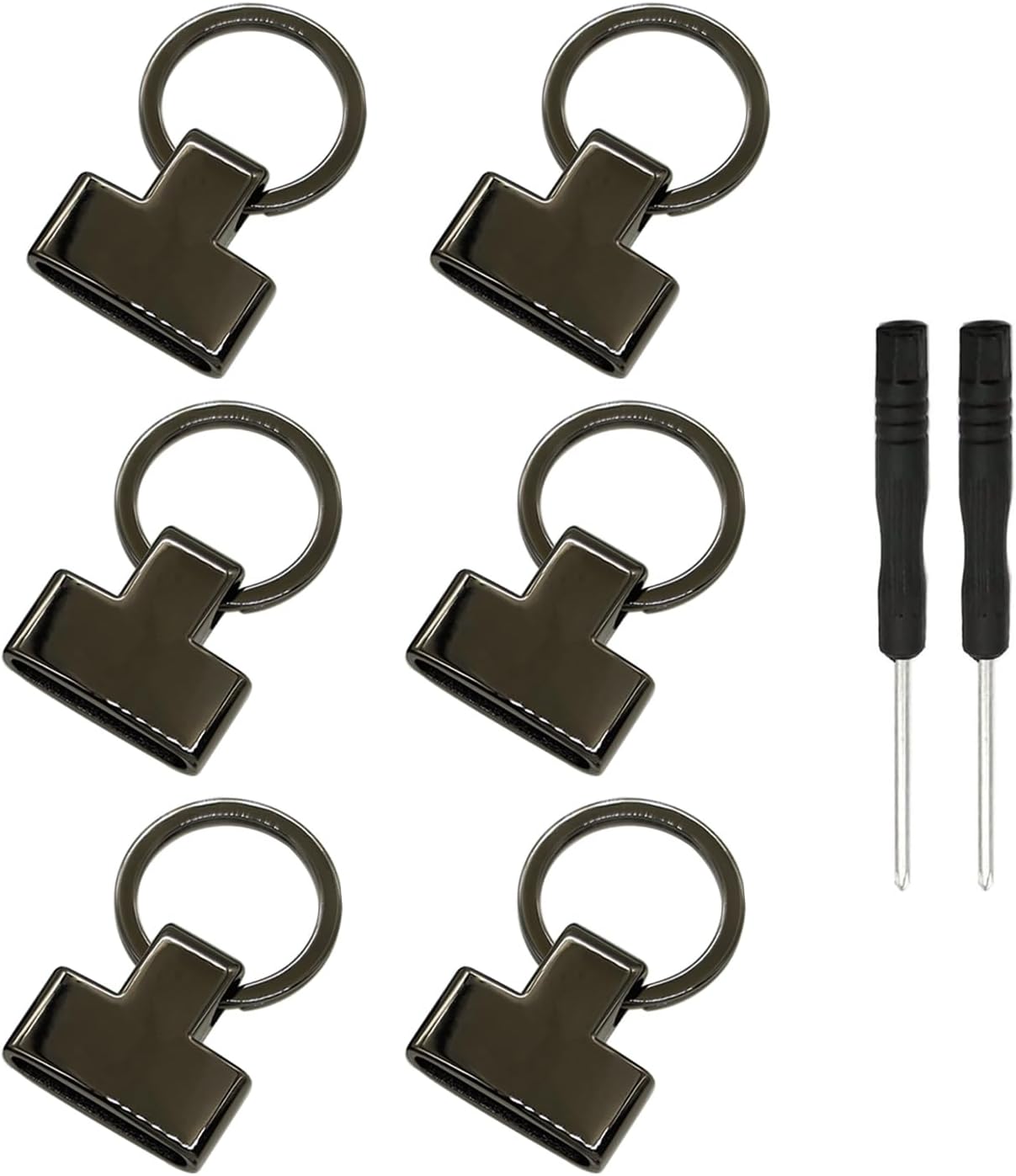 6 Pcs Key Fob Hardware Keychain Wristlet Clasp with Key Ring Strap End Fasteners for Keychain Strap DIY Crafts (Black)