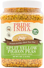 Pride Of India - Indian Split Yellow Pigeon Peas - Protein & Fiber Rich Toor (Arahar) Dal, 3.0 Pound Jar