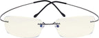 CessBlu Rimless Blue Light Blocking Glasses for Men Reading Computer Titanium Computer Readers Cut UV Rays Bendable