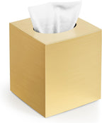 Tissue Box Cover, Square Modern Facial Acrylic Tissue Holder Napkin Dispenser Accessories for Bathroom Vanity Countertop,Bedroom Dresser,Night Stand,Desk,Office(Gold)