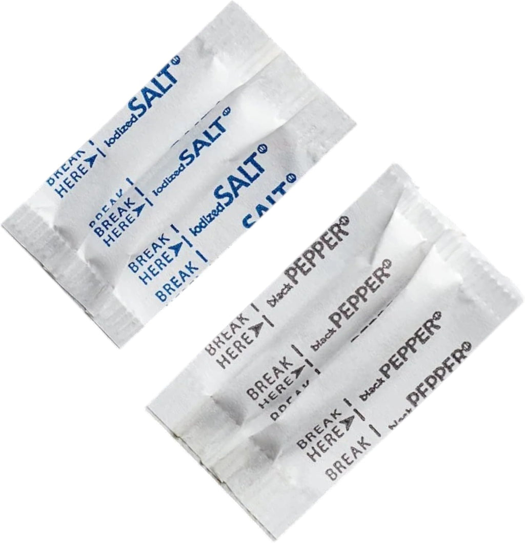 Salt and Pepper Individual Packets, Single Serve, Convenient Seasoning Individually Sealed, 100 Salt and 100 Pepper (200 pack)