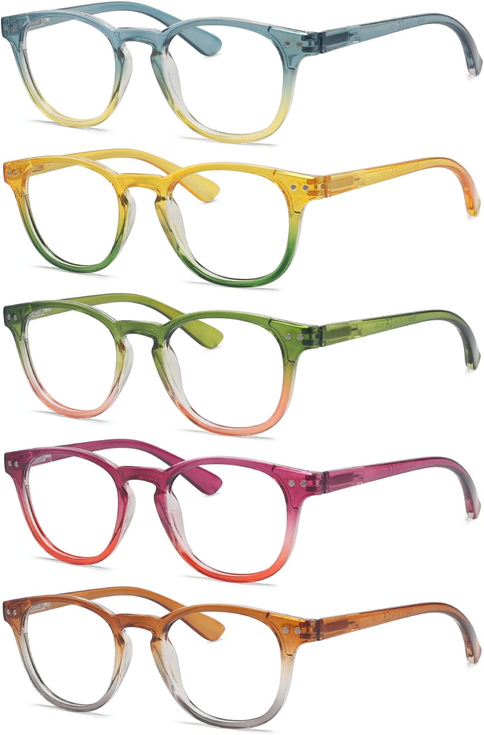 Eyekepper 5 Pack Fashion Readers Womens Reading Glasses (One for each color)