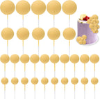 30 PCS Balls Cake Topper DIY Cake Insert Toppers Ball Cake Picks Cupcake Topper for Birthday Party Baby Shower Wedding Cake Decoration（Yellow）