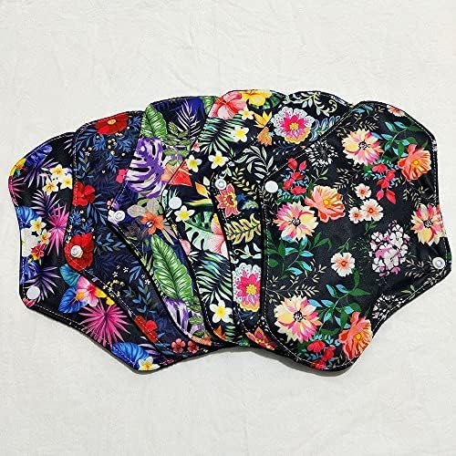 7 Pcs Resuable Menstrual Pad Sets Including 1Pc Mini Wet Bag and 6Pcs Regular Flow Menstrual Pads Waterproof Mama Cloth Sanitary Napkins