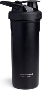 Smartshake Insulated Stainless Steel Blender Shaker Cup for Protein Mixes, Shakes and Pre Workout – 750ml 25oz Double-Walled Vacuum Insulated Water Bottle for Cold Drinks – BPA-Free (Black)