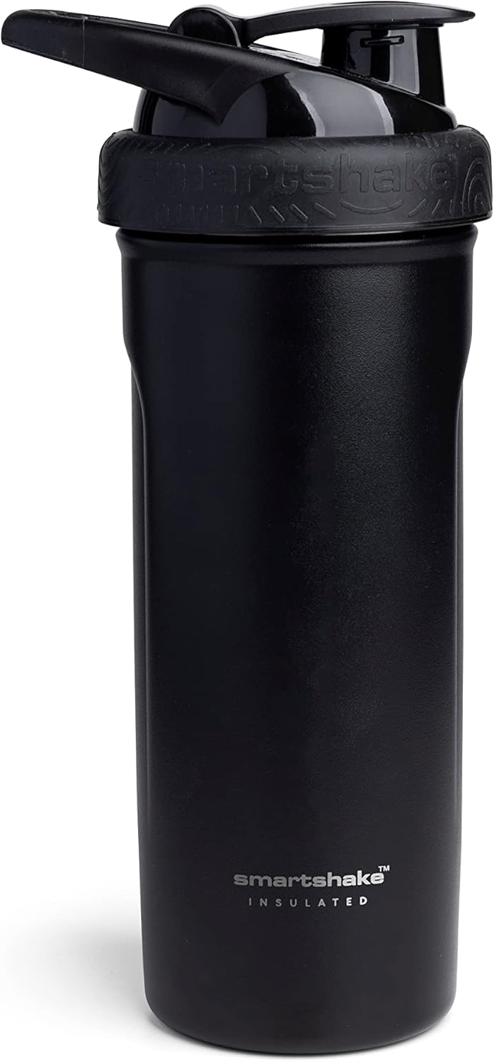 Smartshake Insulated Stainless Steel Blender Shaker Cup for Protein Mixes, Shakes and Pre Workout – 750ml 25oz Double-Walled Vacuum Insulated Water Bottle for Cold Drinks – BPA-Free (Black)