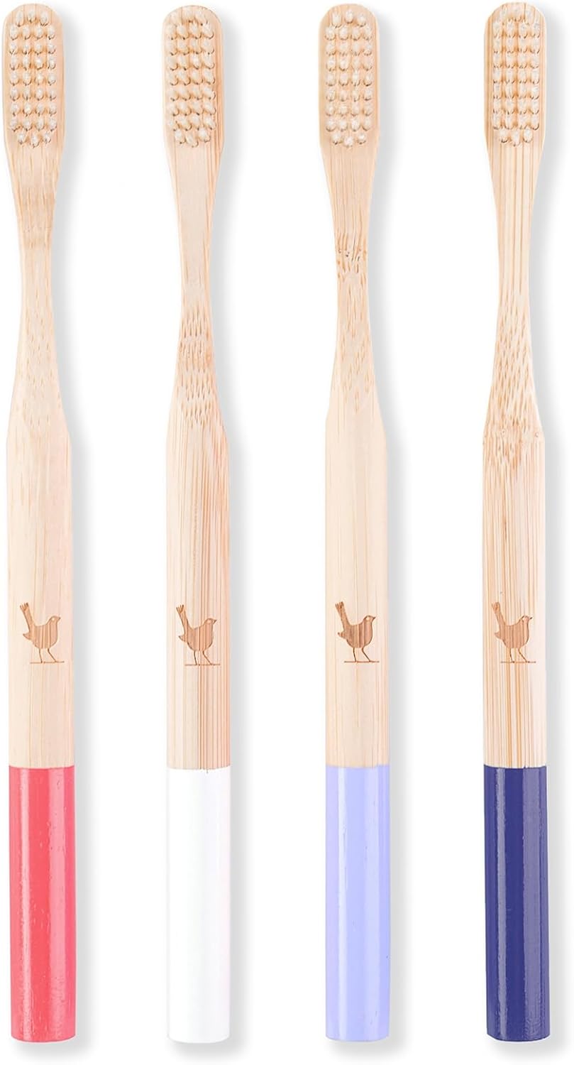 Bamboo Toothbrush with Medium Bio-Based Bristles, Set of 4