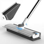 Scrub Brush with Long Handle, Floor Scrub Brush Squeegee Broom for Cleaning, 3 in 1 Shower Scrubber Floor Broom Squeegee for Concrete Tile Wall Deck Patio White