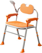 Shower Chair for Inside Shower, Heavy Duty Shower Seat with Back, Shower Seats for Elderly with Arms, Shower Chair for Bathtub Foldable, Adjustable Leg Height (A)