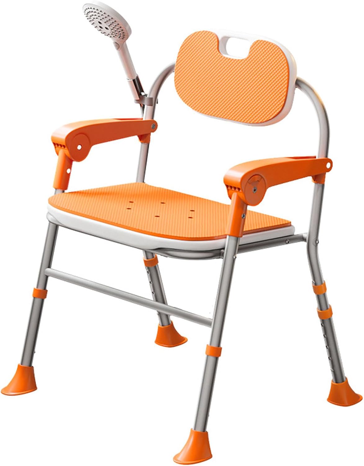 Shower Chair for Inside Shower, Heavy Duty Shower Seat with Back, Shower Seats for Elderly with Arms, Shower Chair for Bathtub Foldable, Adjustable Leg Height (A)