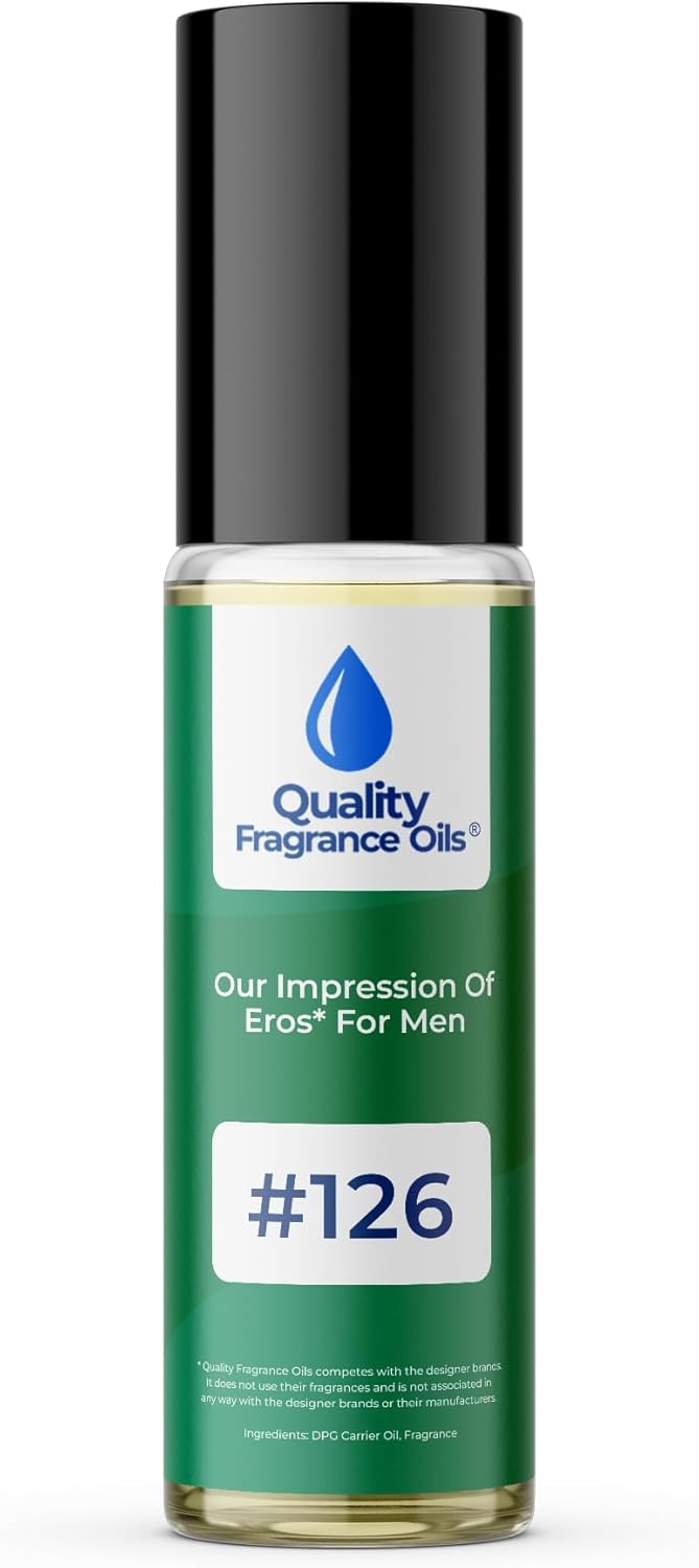 Quality Fragrance Oils' Eros for Men Impression #126 | Long-Lasting Perfume Oil, Alcohol-Free, Strong Scent, 10ml Roll-On | Affordable Alternative to Designer Fragrances