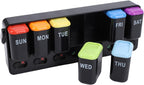 Fockety Weekly Pills Organizer, 7 Day Pills Case with Large Compartments, Daily Pills Box, Medicines Planner, Vitamin Organizer for Medication, Vitamins, Supplements, Fish Oils (Black)