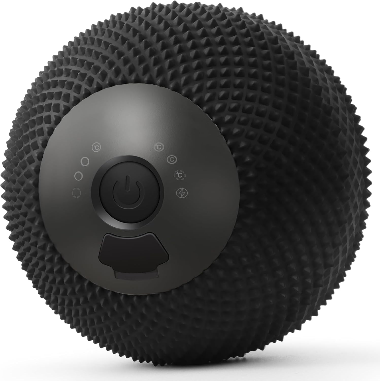 HODEMI Vibrating Massage Ball with Heat, 7 Modes Silicone Spiked Lacrosse Massage Ball for Deep Tissue Massage, Myofascial Release & Sports Recovery – Full Body Use at Home, Gym or Office (Black)