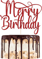 Merry Christmas Birthday cake Toppers,Glitter Christmas Cake Decorations for Holiday Xmas Party, Ice Cream Celebrations，Cake Topper Picks 。