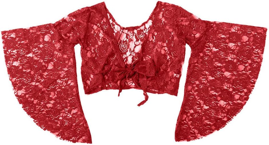 Tribal Belly Dance Lace Butterfly Sleeve Wrap Top, Top for Christmas