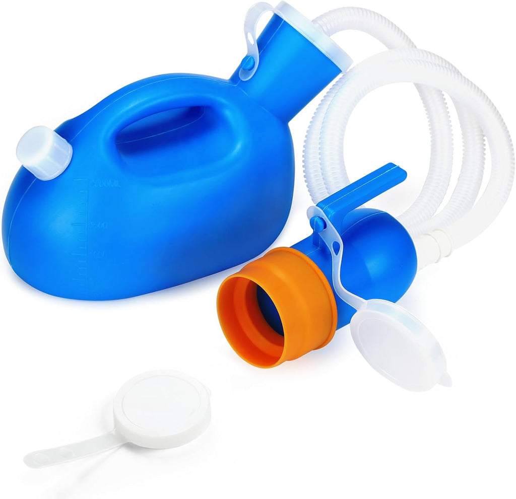 ONEDONE Urinals for Men - Portable Urinal for Men Spill Proof Men's Urine Bottle Male Pee Bottle w/Separate Urine Outlet Soft Funnel 68 OZ Urinal for Hospital Home Camping Car Leakproof 47" Hose