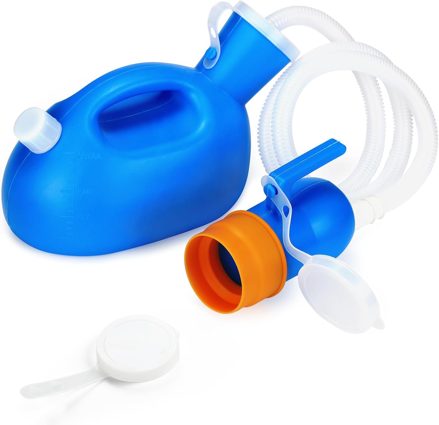ONEDONE Urinals for Men - Portable Urinal for Men Spill Proof Men's Urine Bottle Male Pee Bottle w/Separate Urine Outlet Soft Funnel 68 OZ Urinal for Hospital Home Camping Car Leakproof 47" Hose