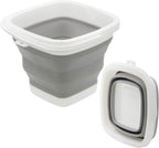 TOSSOW Premium Collapsible Plastic Bucket 10L(2.64 Gallon) Soft Waterpot Mini Square Tub, Bucket Outdoor Fishing, Food Jug, Dog Bowls (Grey)