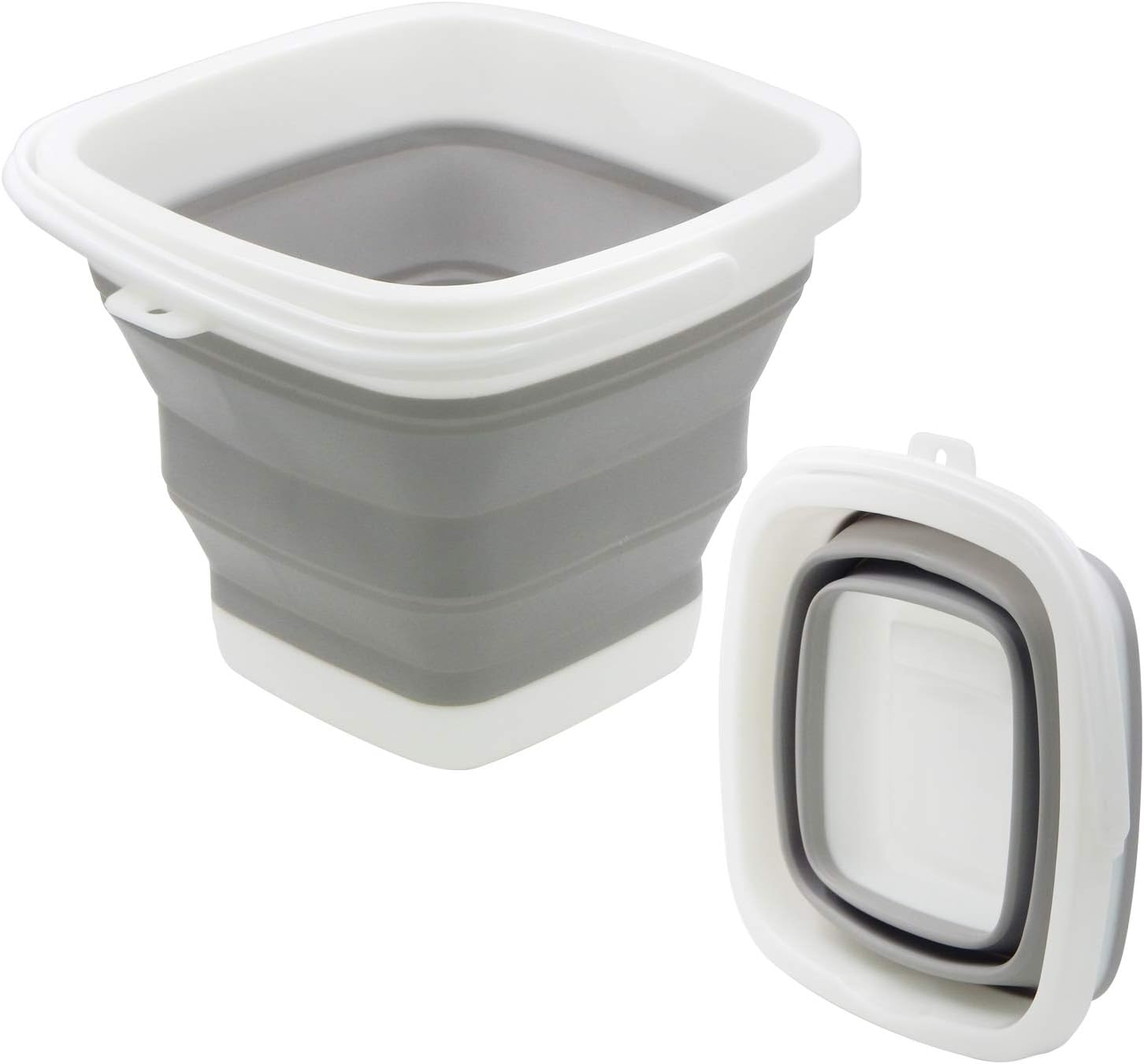 TOSSOW Premium Collapsible Plastic Bucket 10L(2.64 Gallon) Soft Waterpot Mini Square Tub, Bucket Outdoor Fishing, Food Jug, Dog Bowls (Grey)