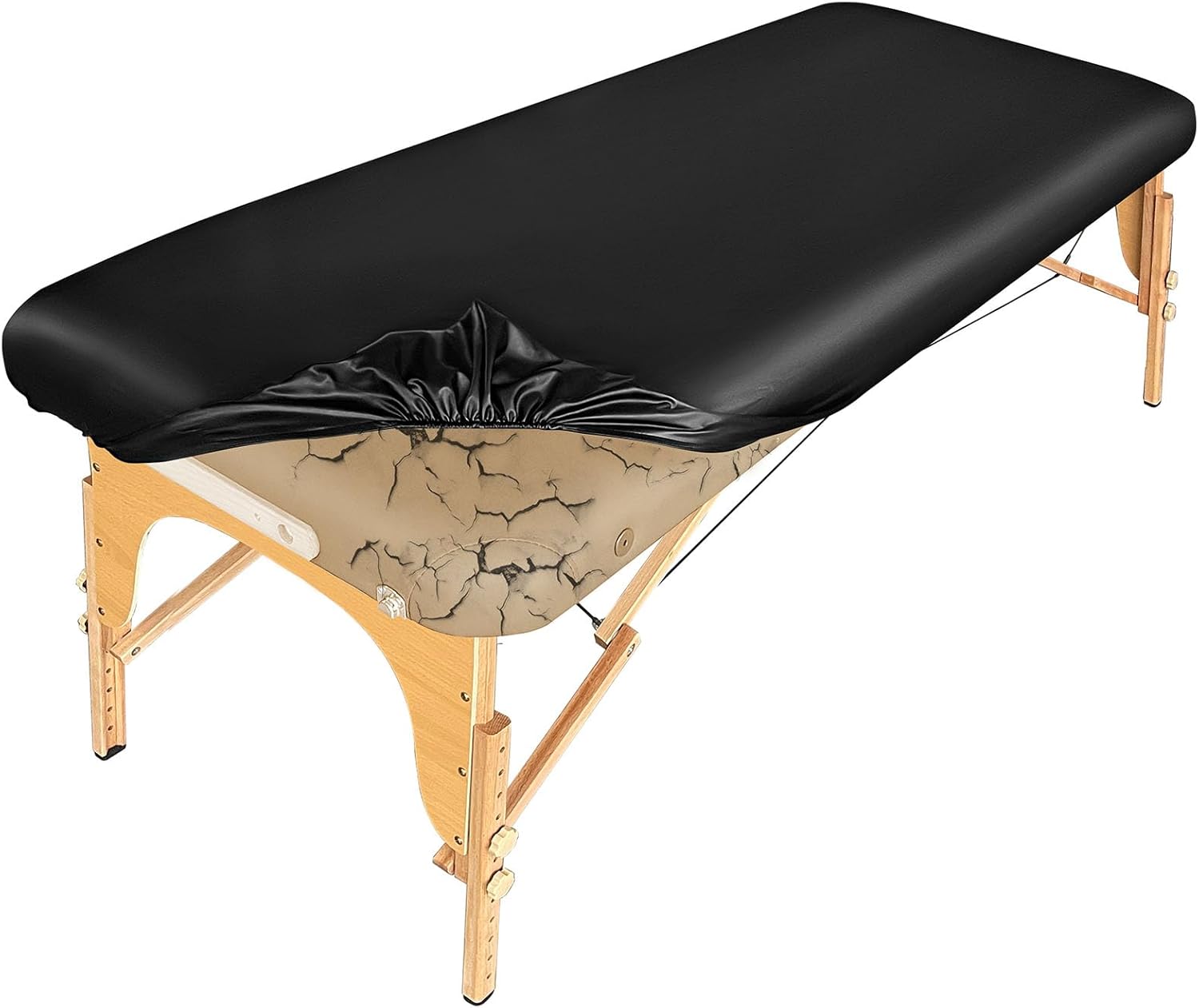 PU Leather Massage Table Cover Waterproof Massage Table Cover Protector Elastic, Odorless & Anti-Wrinkle Wipeable Massage Bed Cover Fitted for 6FT Massage Bed/Spa Bed/Lash Bed (Black, 1Pcs)