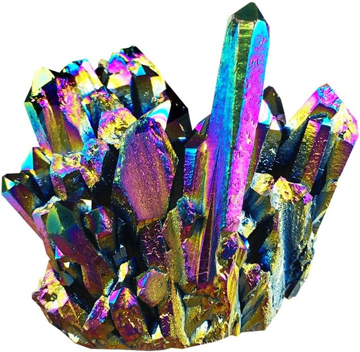 Wixine 1Pcs 30g Quartz Crystal Rainbow Titanium Cluster Mineral Specimen Reiki Healing