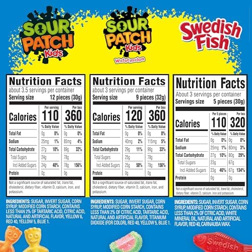 SOUR PATCH KIDS and SWEDISH FISH Soft & Chewy Candy Variety Pack, Bulk Candy, Mother's Day, 15 Boxes