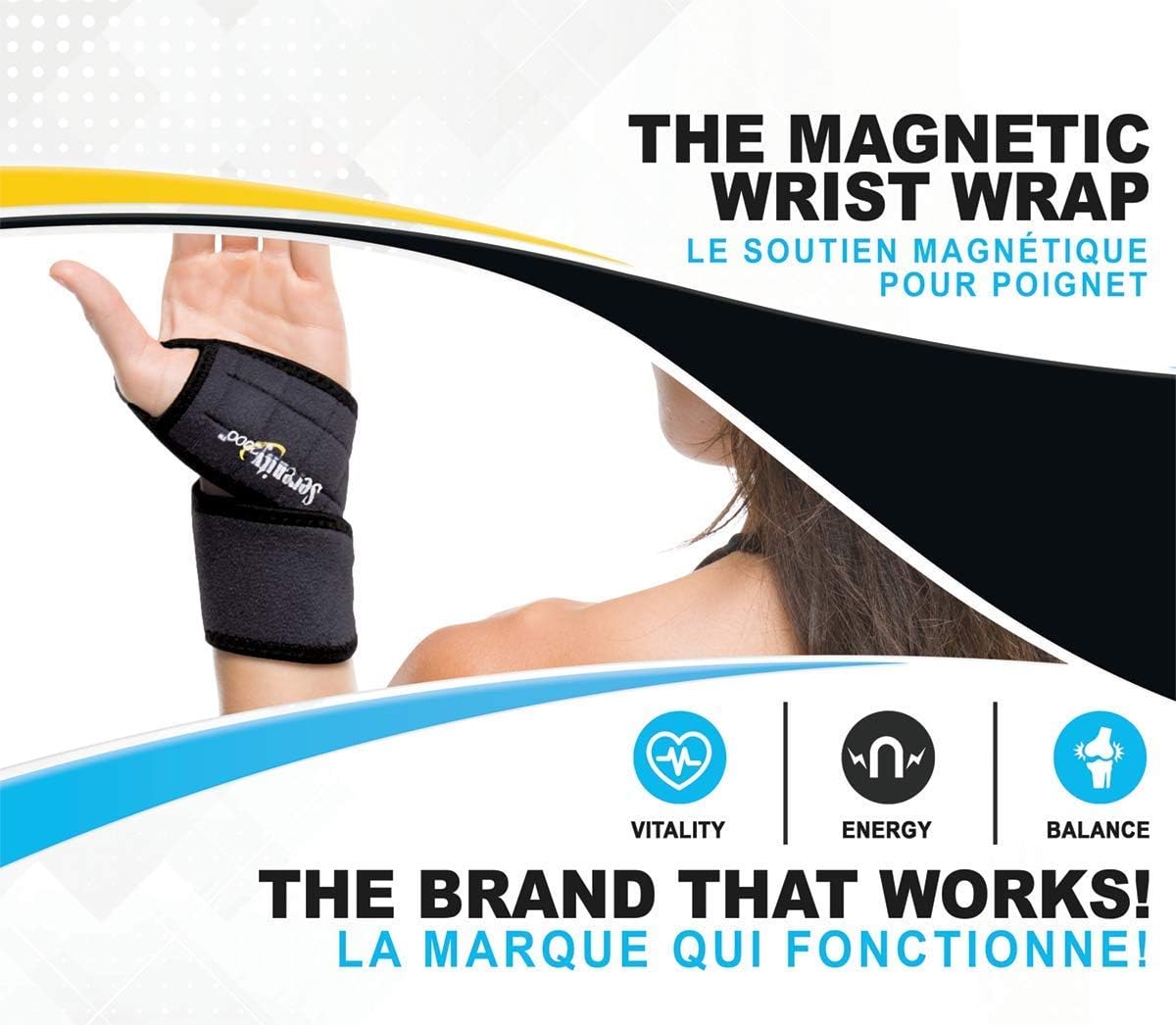 Serenity2000 Magnetic Wrist Support Wrap – Deep Penetrating Magnetic Therapy for Pain Relief, Arthritis & Carpal Tunnel – Adjustable Neoprene Brace with Thumb Loop, One Size Fits All for Left and Right