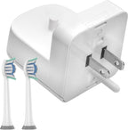 Electric Toothbrush Wall Charger for US Socket for Philips 1000 to 7000 Series | Portable Philips Charging Station, Wireless, IPX7 Seal, with 2 Compatible Toothbrush Heads