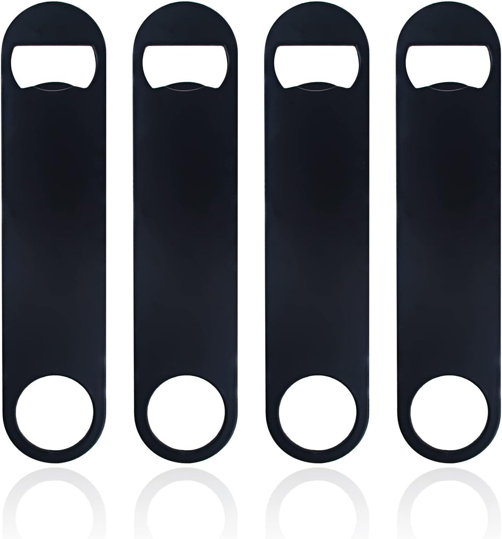KTOJOY 4 PACK Stainless Steel Flat Bottle Opener, Beer Bottle Opener, 7inch, with Exquisite Packaging, for Kitchen, Bar or Restaurant, Black,