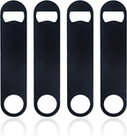 KTOJOY 4 PACK Stainless Steel Flat Bottle Opener, Beer Bottle Opener, 7inch, with Exquisite Packaging, for Kitchen, Bar or Restaurant, Black,