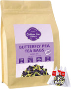 Ovikaso Tea, Butterfly Pea Flower Tea Bags, 50 Pyramid Tea Bags, 1.3g/bag, 100% Natural, Non-GMO, No Caffeine, Brew Hot or Iced tea, Baking, Cocktail, Herbal Tea