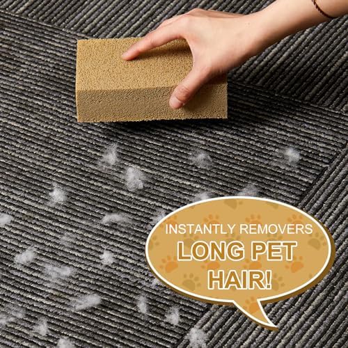 Pet Hair Remover Sponge Cat and Dog Hair Sponge Rubber Pet Fur Lifter Removal Tool, Remove from Furniture, Carpet, Bedding, Clothing, 6.26 x 3.28 x 1.89 Inch(Khaki,2 Pack)