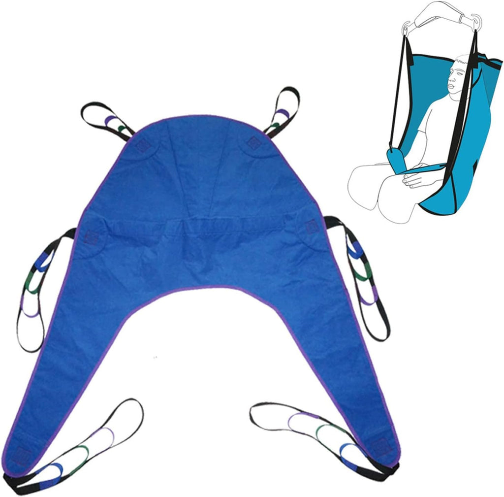 Toileting Hoist Sling,Patient Lift Toileting Sling for Hoist Divided Leg Sling Hoist for Lifting Elderly,Reusable Heavy Duty Transfer Sling for Disabled Elderly Bedridden Patients Blue,XXL