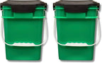 House Naturals 4 Gallon Square Food Grade Plastic Bucket with Lid, Made in USA (Pack of 2) BPA Free (Green)