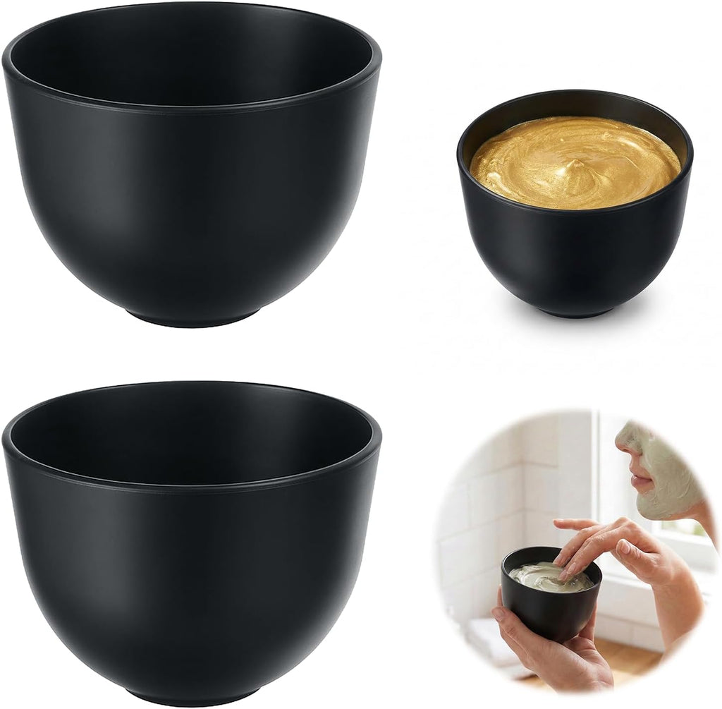 2 Pieces Rubber Facial Mask Mixing Bowl, Facial Bowls Esthetician, Silicone Face Mask Bowl Mud Masks Diy Skin Care Cosmetic Mixing Tool for Home Beauty Salon Use, Black