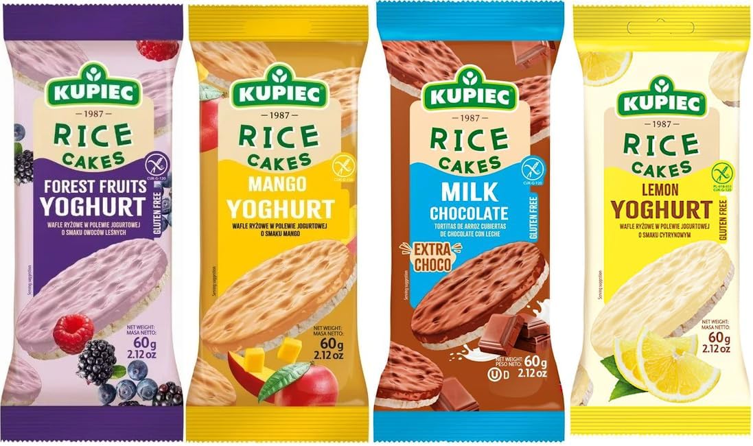 Kupiec Chocolate Covered Rice Cakes Assorted Flavors, Pack of 4 by Snacks ByEurop