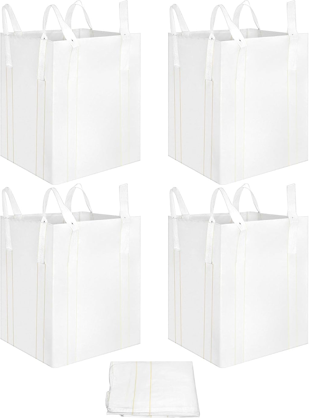 QWORK FIBC Bulk Bag, 4 Pack Sandbags 1 Ton Industrial Grade Bag Holds 2200 LBS, Woven Polypropylene Bags 35" x 35" x 43"