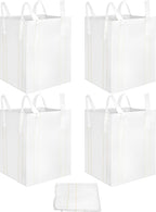 QWORK FIBC Bulk Bag, 4 Pack Sandbags 1 Ton Industrial Grade Bag Holds 2200 LBS, Woven Polypropylene Bags 35" x 35" x 43"