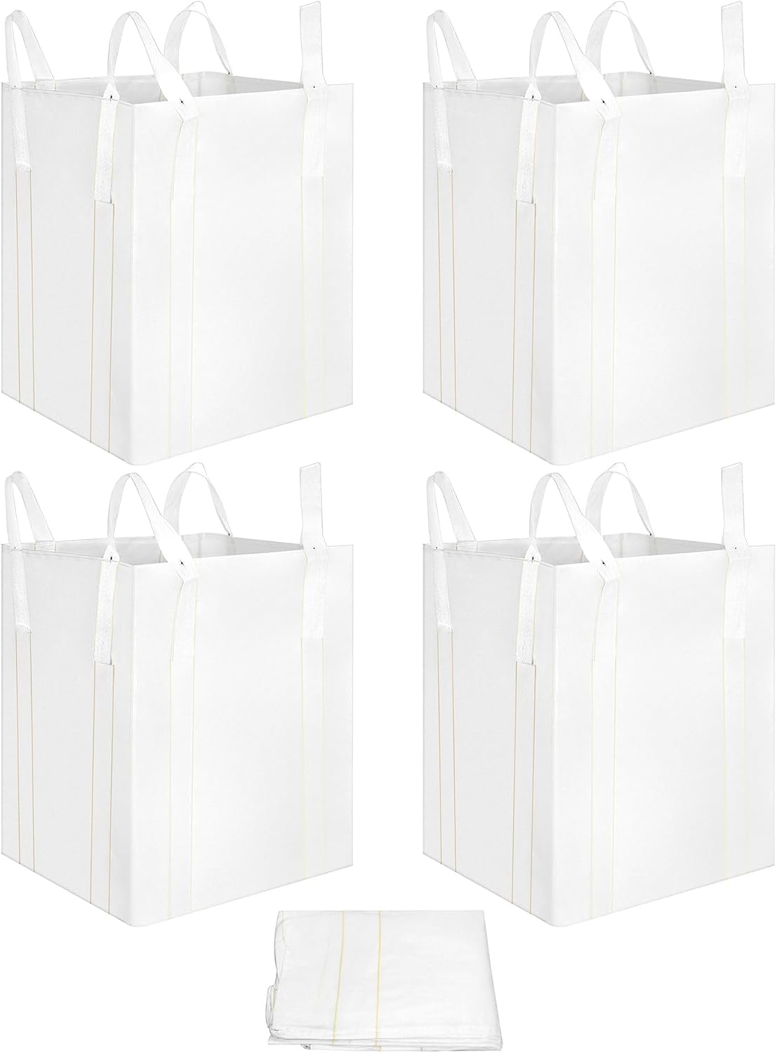 QWORK FIBC Bulk Bag, 4 Pack Sandbags 1 Ton Industrial Grade Bag Holds 2200 LBS, Woven Polypropylene Bags 35" x 35" x 43"