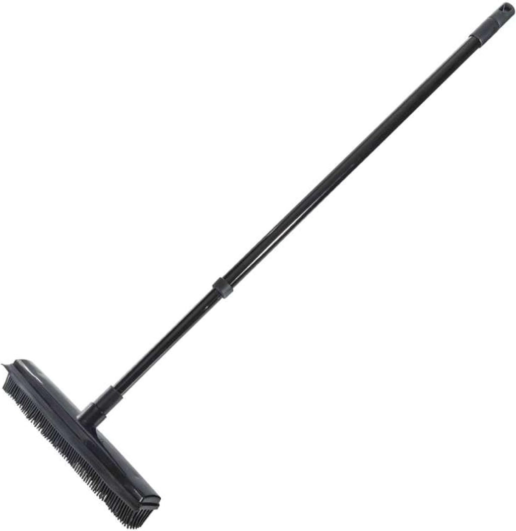 MSV Rubber Broom with Handle, Wood Blue, 30 x 10 x 120 cm