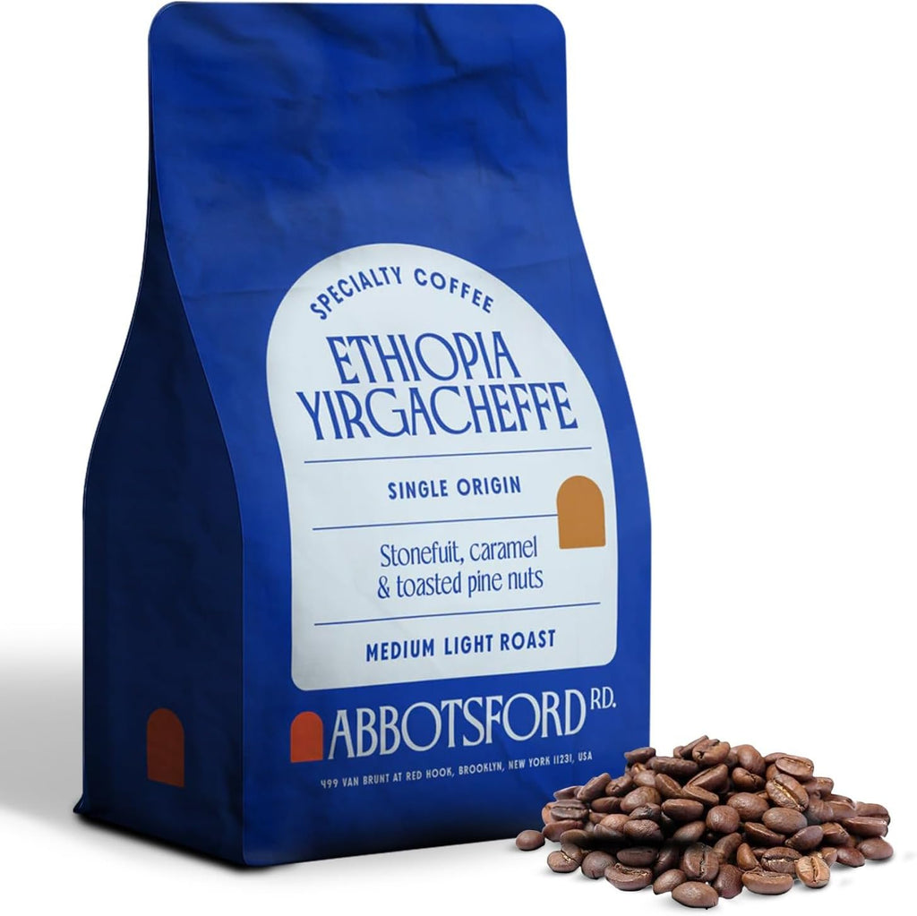 Ethiopia Yirgacheffe Coffee Beans, Medium-Light Roast Ethiopian Coffee Beans with Stone Fruit, Caramel & Toasted Pine Nuts, Flavored Single Origin Whole bean12oz Bag, Perfect Festive Gift
