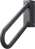 Hold Tight Handrails Steel Jamb-Mount Handrail - Heavy Duty Stair Railing for Decks, Porch, Mobile Homes, Short Stairway - Weatherproof & Non-Slip Powder Coated Finish - [Left Handed], [18"], [Black]