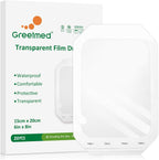 Transparent Film Dressing 6'' x 8'', 20 Packs Clear Waterproof Bandages for Wounds, Large Adhesive Patches Breathable Wound Cover for Post Surgical Shower Swimming Tattoo Aftercare IV Shield