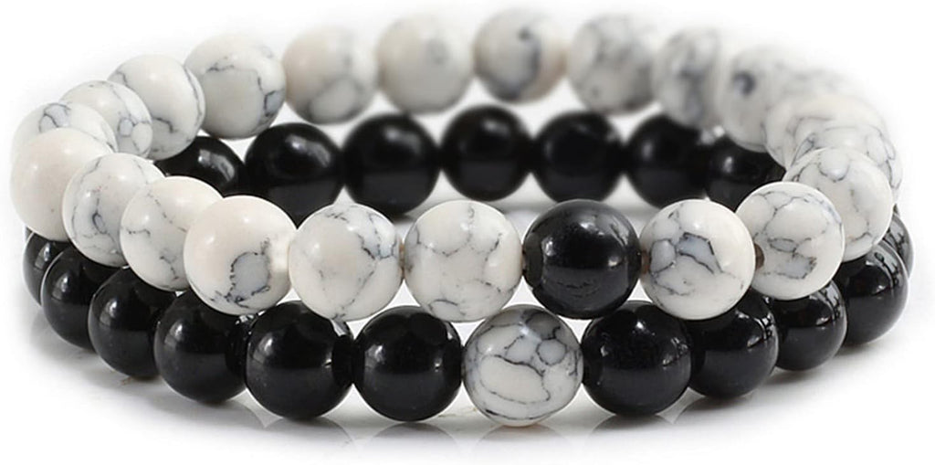 2Pcs Matte Lava Rock Volcanic Stone Beads Stretch Bracelet Stacking Frosted Gemstone Turquoise Seed Bracelet for Men Women Couple Stress Relief Aromatherapy Jewelry Gift