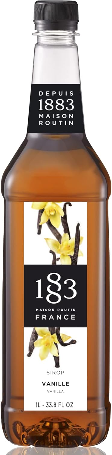 1883 Maison Routin Syrup for Drinks, Made In France (33.8 Fl Oz, Vanilla Plastic)
