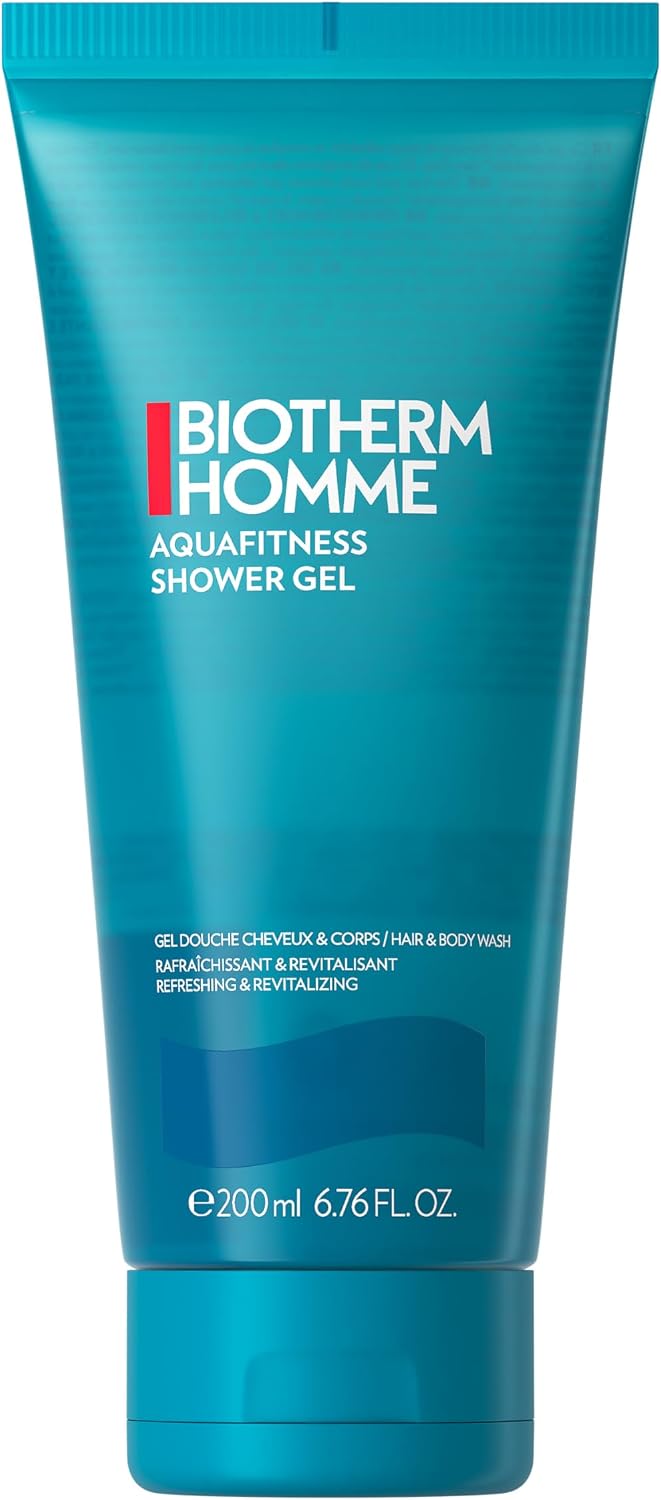 Biotherm Homme Aqua Fitness Shower Gel, a Shower Gel for Men, with Biotech Plankton, Cleanses and Hydrates Body & Hair, Refreshing and Revitalizing Foam, 6.8 Fl. Oz.