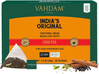 VAHDAM, India's Original Masala Chai Tea (30 Pyramid Tea Bags) Non GMO, Gluten Free, No Artificial Flavors | Blended w/Exotic Spices | Chai Tea Bags | Resealable Ziplock Pouch