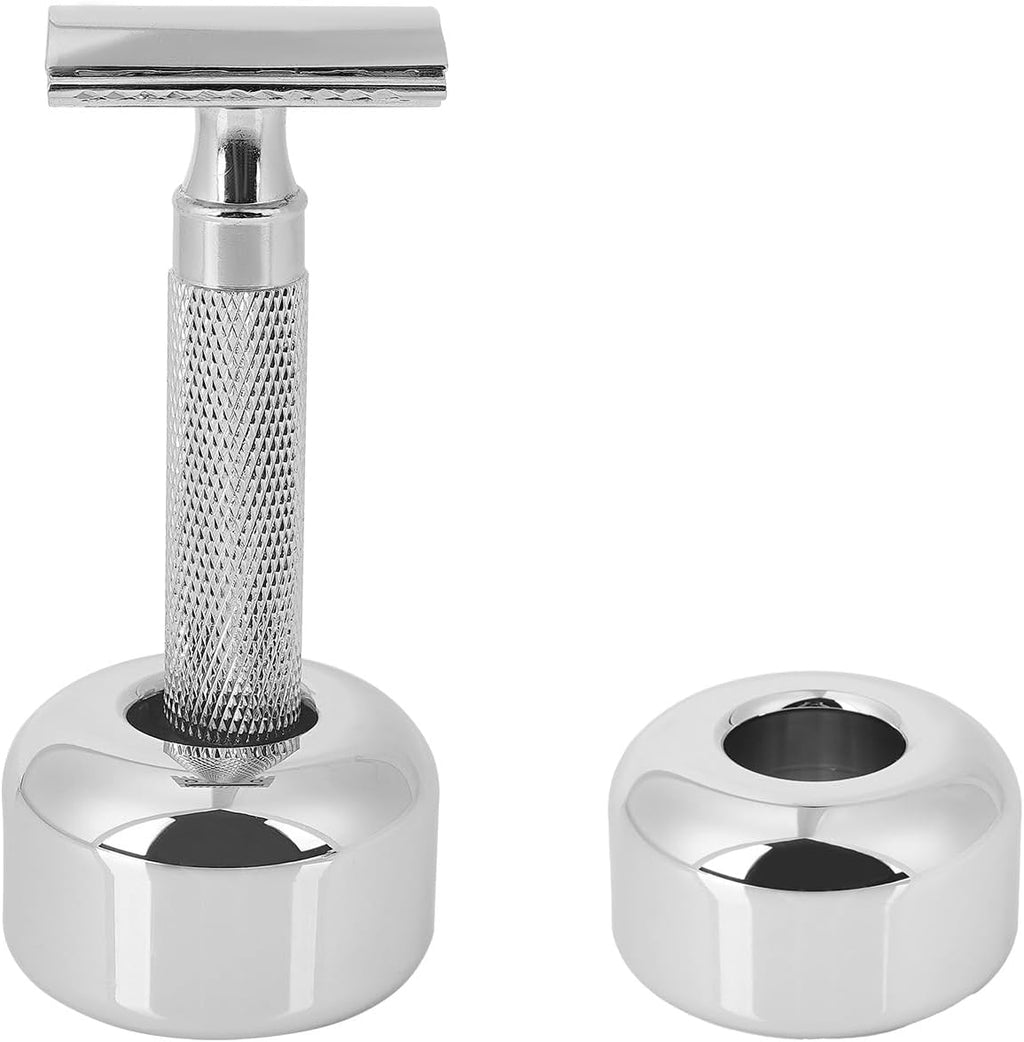 2 Pack Aluminum Alloy Razor Base, Safety Razor Alloy Stand for Bathroom Accessory, Desk Pen Holder Toothbrush Shaving Base