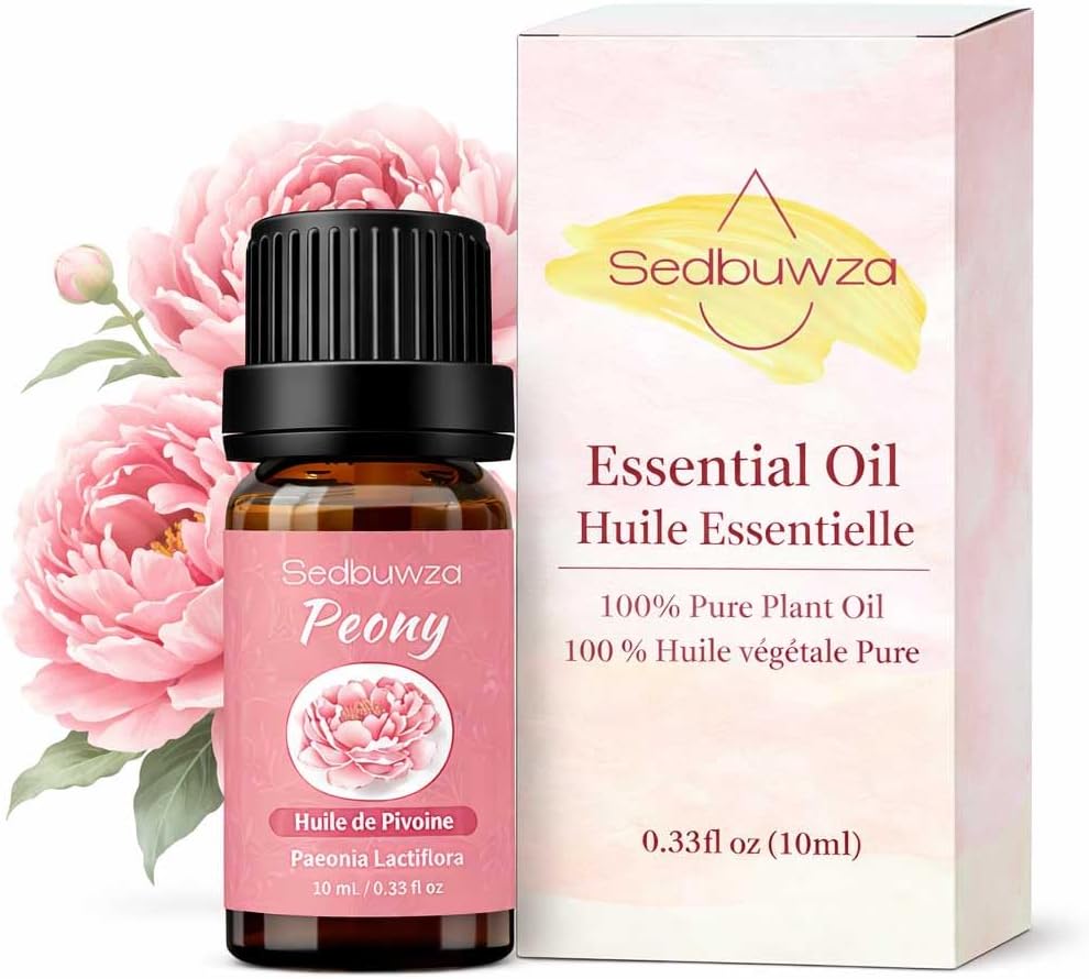 Sedbuwza Peony Essential Oil, Pure Organic Peony Fragrance Oil for Diffuser, Humidifier, Soap, Candle, Perfume